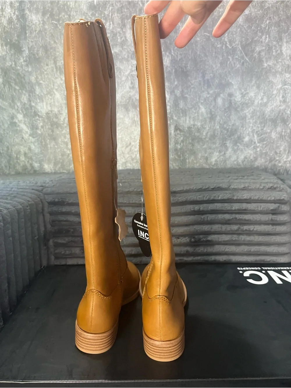 INC International Concepts Tall Over-the-Knee Tan Leather Boots